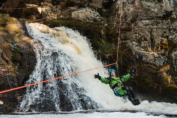 Adrenaline Canyoning Kelowna - Rappelling beside waterfalls