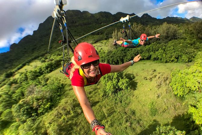 AdrenaLine Zipline Tour with WaterZip by Outfitters Kauai - The 800-foot warm-up line