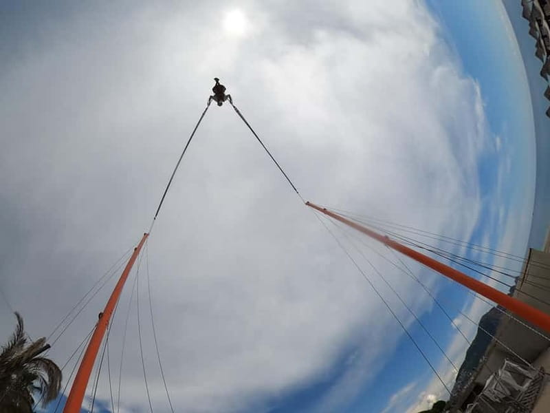 Alanya: Human Slingshot (Reverse Bungee, Catapult Bungee) - Reaching the beach platform at Illusion Palm Beach