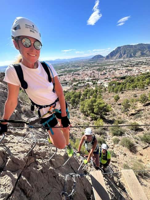 Alicante: Redovan Via Ferrata, family Climb - Crossing the 25-meter bridge