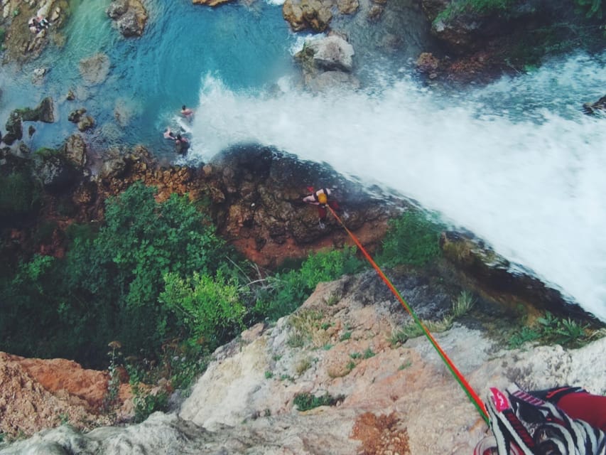 Anna: Guided Canyoning Tour - The 20-meter waterfall rappel