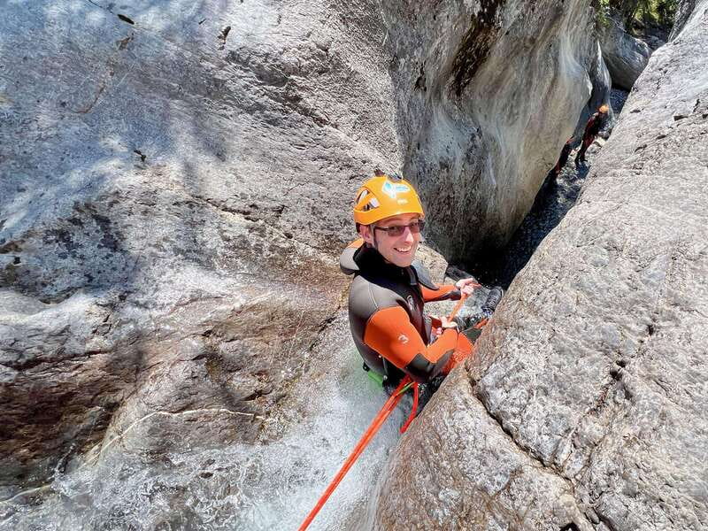 Banff: Beginner Canyoning Half-Day Tour - Learning the ropes in the first canyon section