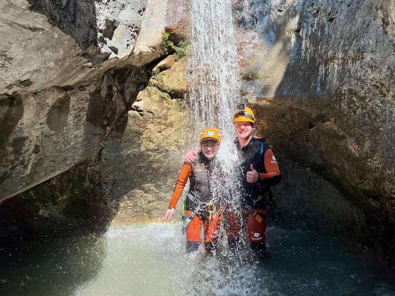 Banff: Beginner Canyoning Half-Day Tour - The final waterfall rappel