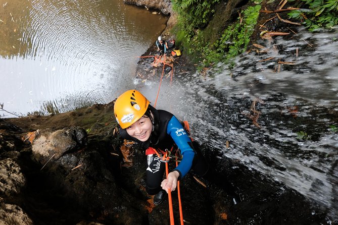 Beginner canyoning trip in Bali "Egar canyon " - Getting fitted with wetsuit, boots, and rope gear