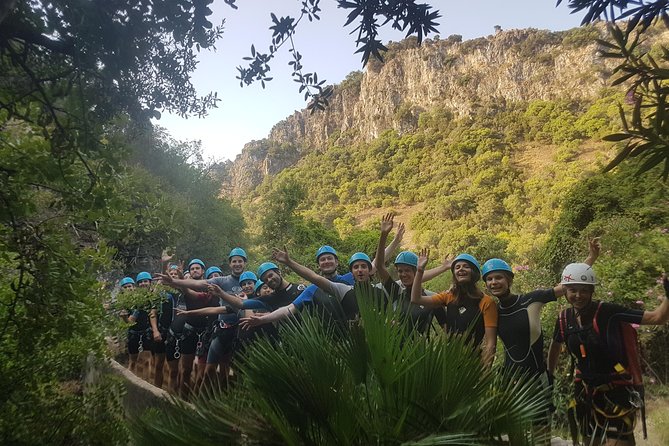 Canyoning Gorge Descent, river walk in Benahavis. - Wetsuits, helmets, and the first stretch through the gorge