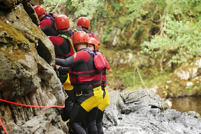 Canyoning in Snowdonia - Moving through the gorge and taking the big obstacles