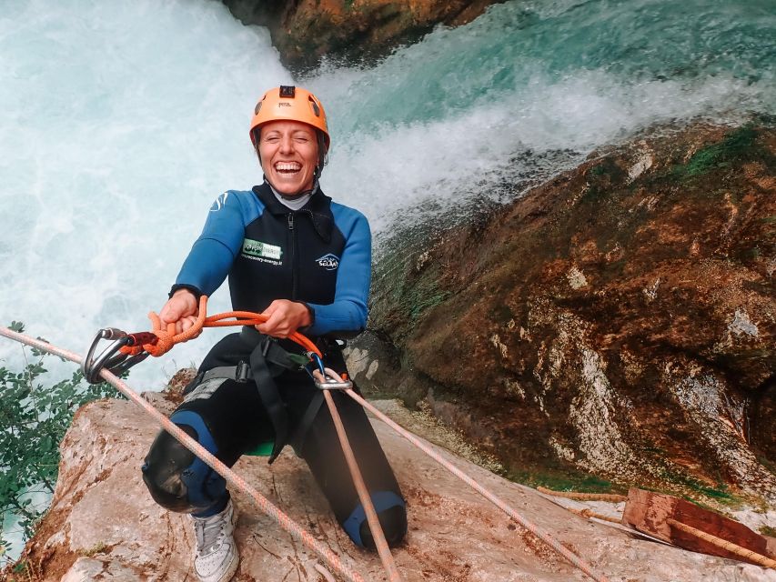 Canyoning Tour in Subiaco - The first rappel reaches the riverbed