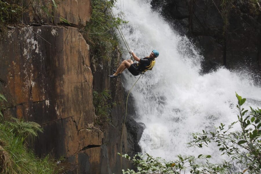 Dalat canyoning tour - The First 18-Meter Dry Rappel