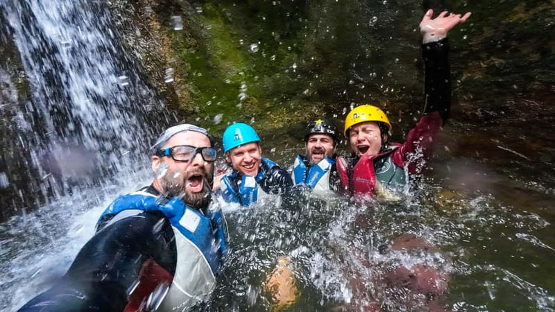 Emen: Canyoning at Negovanka Gorge w/ Optional Free Camping - The 14-meter Momin Skok rappel