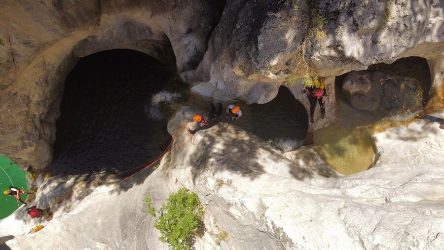 From Athens: Manikia Gorge Canyoning - Getting fitted with canyoning equipment
