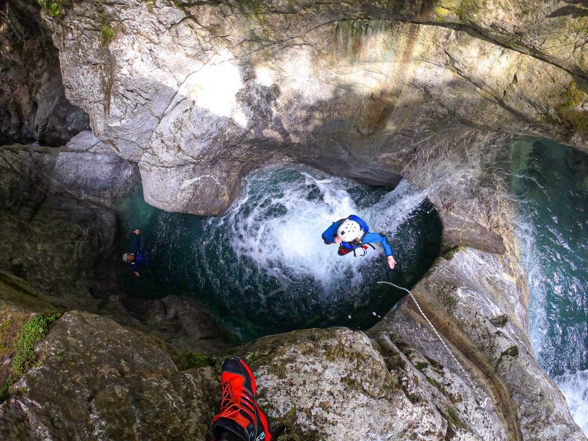 From Interlaken: Local Canyoning Trip - The 10-meter rappel sets the tone