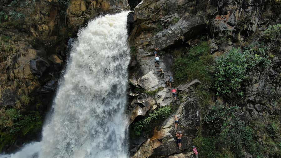 From Medellin:Powerful via Ferrata & Zipline Giant Waterfall - The Via Ferrata: climbing with water below