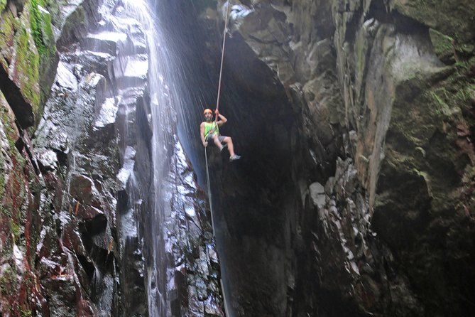 Full-Day Zipline and Waterfall Rappelling Adventure Near San Juan - Getting ready for the river trail