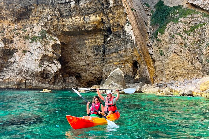 Kayak Paradise: Cala Portixol Snorkel, Cave & Cliff Jumping Tour - Isla de Portixol and the famous blue lagoon