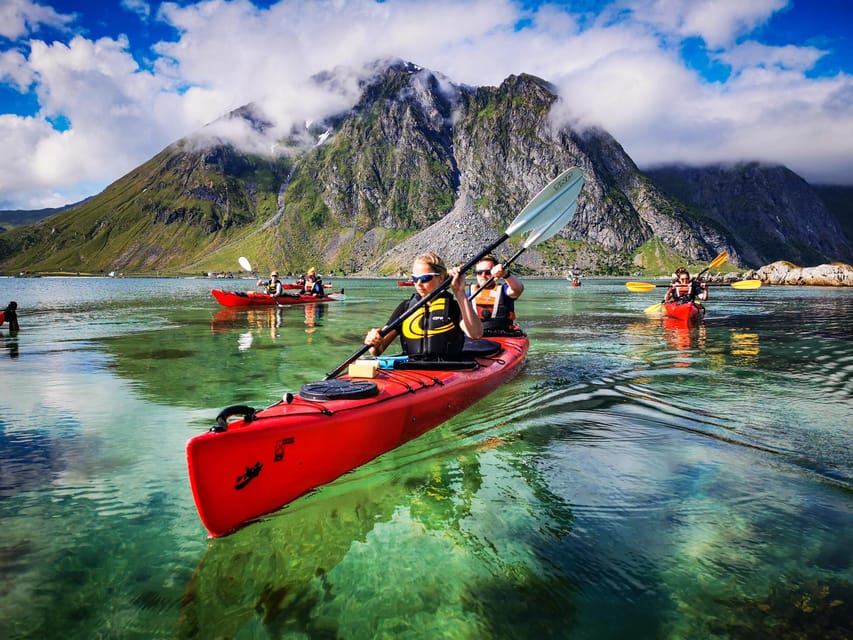 Lofoten: Full Day Combo tour, (kayaking and rappelling) - A short climb to a wide Lofoten view