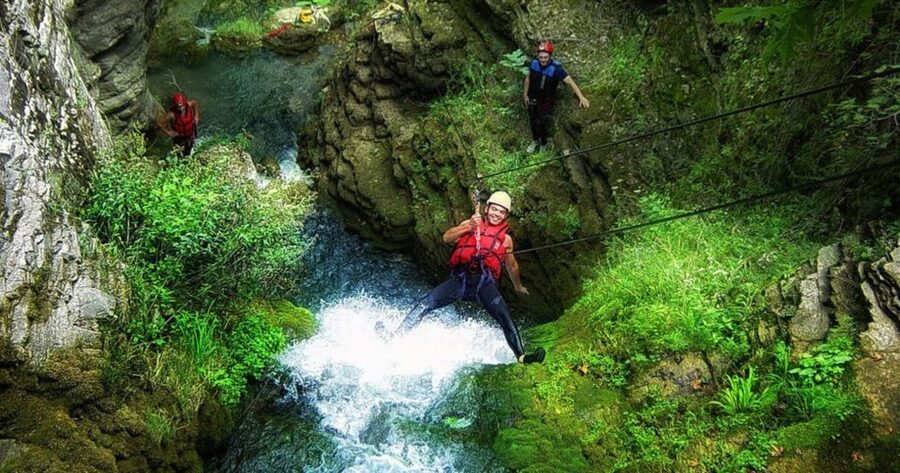 Megalo Papingo: Canyoning with Rappel Section B - The 17-meter rappel is the first real test