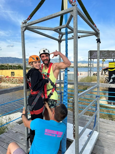 Novalja: Zrce Beach Tandem Bungee Jumping Experience - The tandem jump from 55 meters