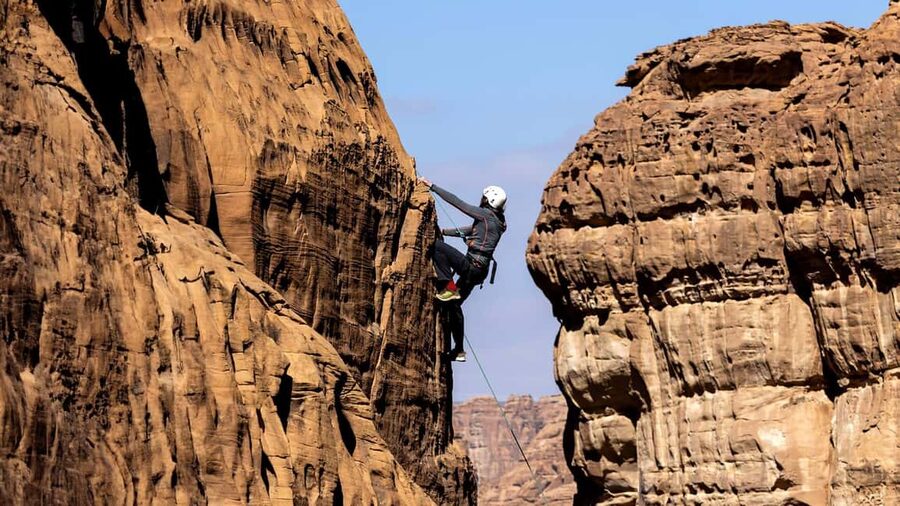 Private Abseiling in Alula Desert. - Walking Into AlUla’s Mountain Country