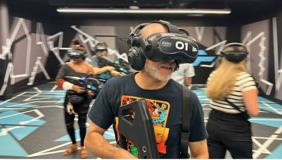 Reno: Zero Latency Extreme Virtual Reality Experience Ticket - Getting ready with the headset and gun controller