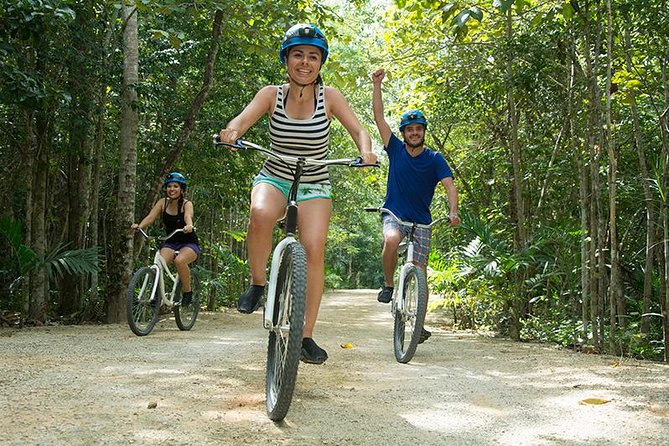 Rio Secreto Plus: Classic Tour, Bycicle, Rappel & Ziplines - Biking through the jungle