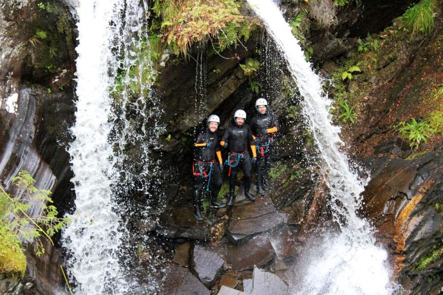 Roybridge, Lochaber: CANYONING - Laggan Canyon - Getting fitted out in proper canyoning kit