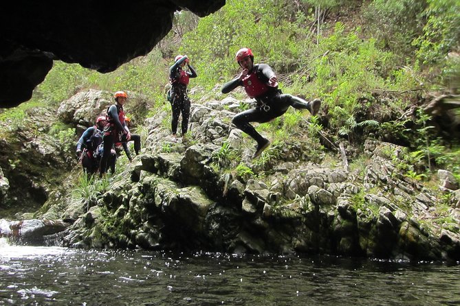 Standard Canyoning Trip in The Crags, South Africa - The final 98-foot waterfall zipline