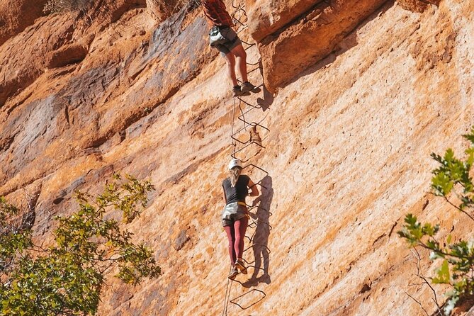 Via Ferrata / Rappel Adventure in East Zion - The 180-foot rappel back down