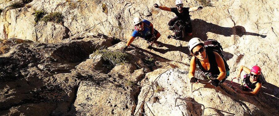 Villena: Half-Day Guided Via Ferrata Sierra de la Villa - Walking up to the Mirador de la Sierra