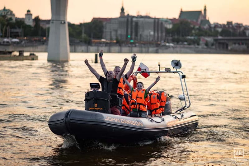 Warsaw: Adrenaline Ride on the Vistula River (Wisła) - National Stadium and the wide city panorama